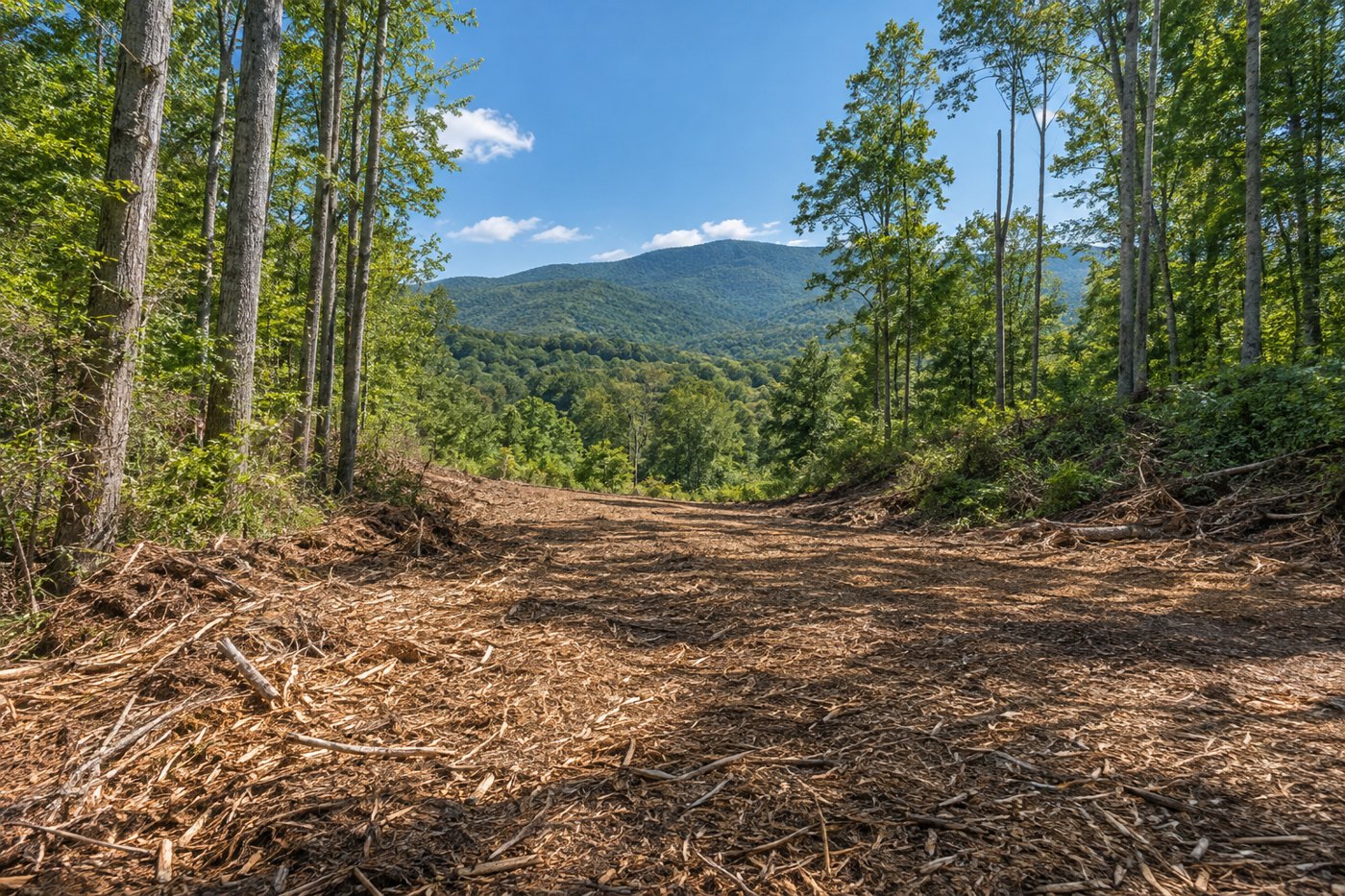 Illustration of selective mulching or a reclaimed woodland route