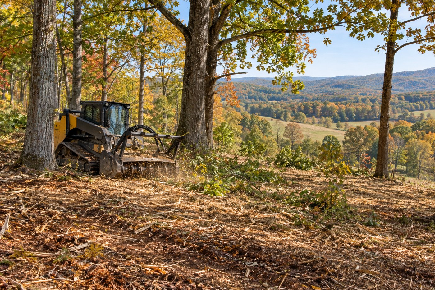 Illustration of rural forestry mulching and private access