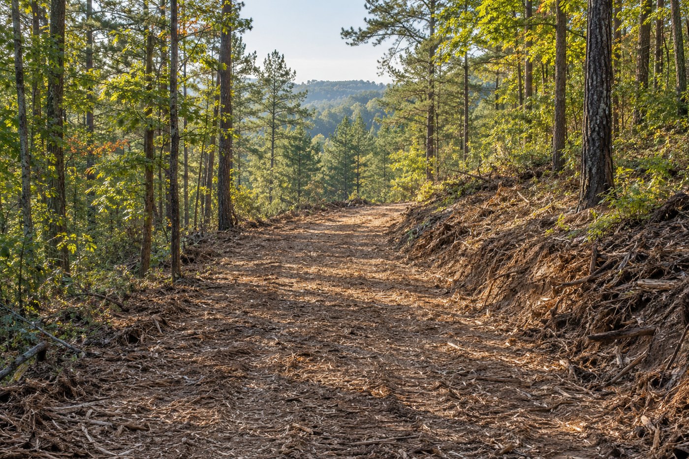 Illustration of rural forestry mulching and private access