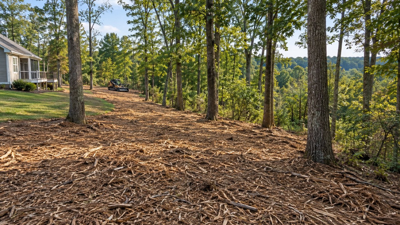 Illustration of rural forestry mulching and private access