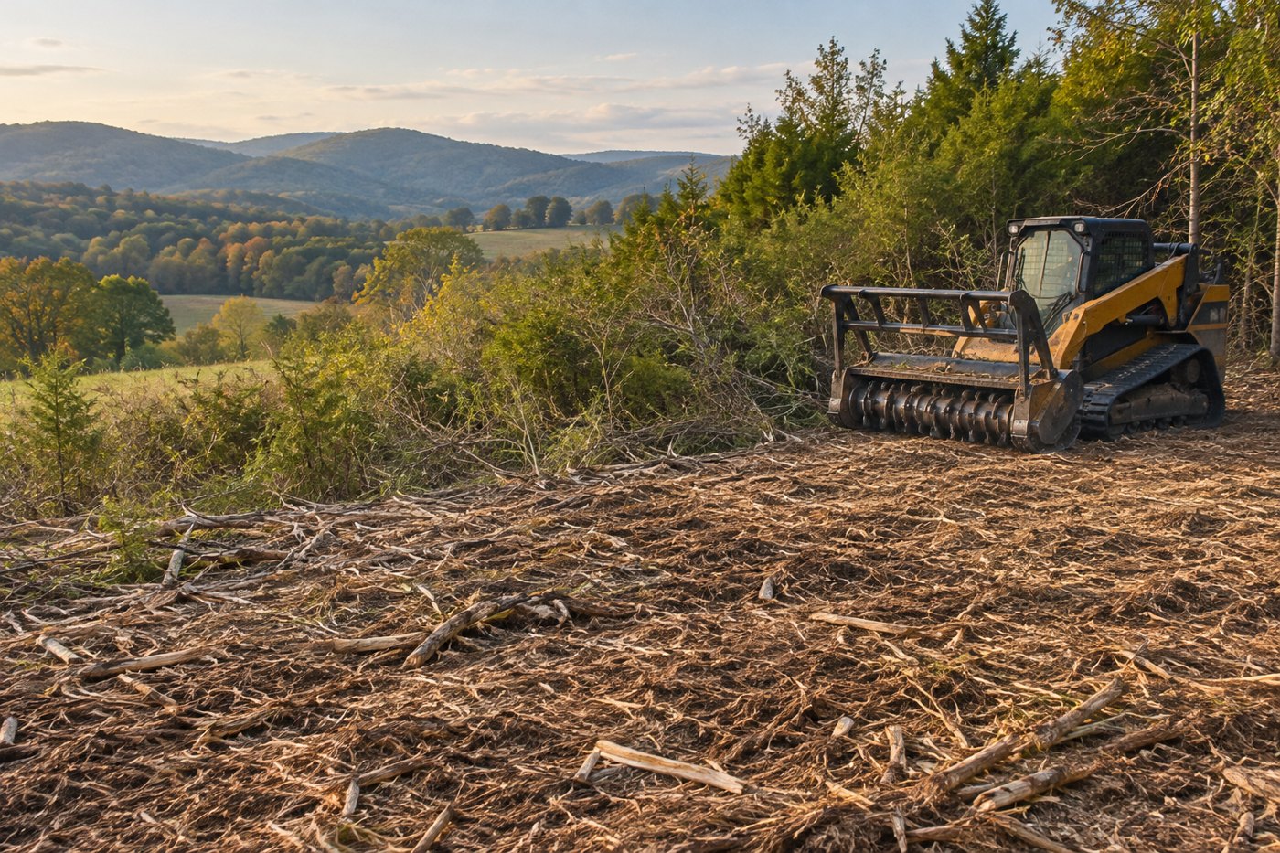 Illustration of selective mulching and reclaimed private woodland